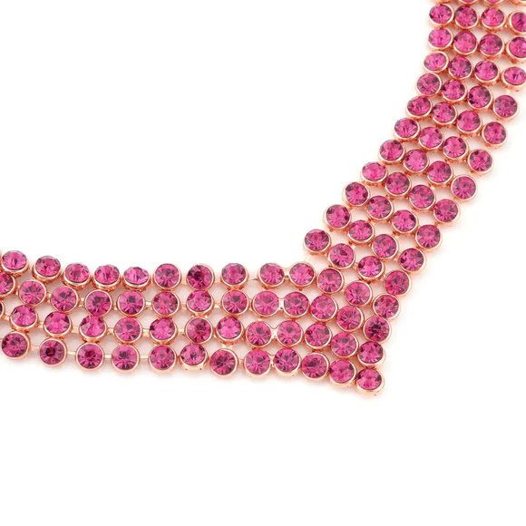 NIB Fuchsia Color Austrian Crystal Earrings and Princess Necklace in Rosetone - Picture 4 of 7